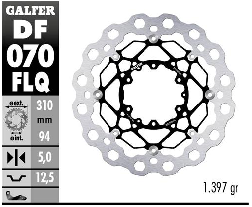 Disco GALFER Flotante Qubic (C. Acero) 310x5mm