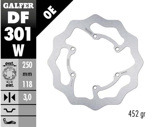 Disco GALFER Wave Fijo 250x3mm