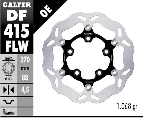 Disco GALFER Wave Flotante (C. Acero) 270x4.5mm