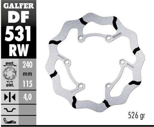 Disco GALFER Wave Fijo Ranurado 240x4mm