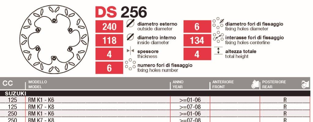 Discos De Freno Tras Suzuki Rm 125-250 - DS256